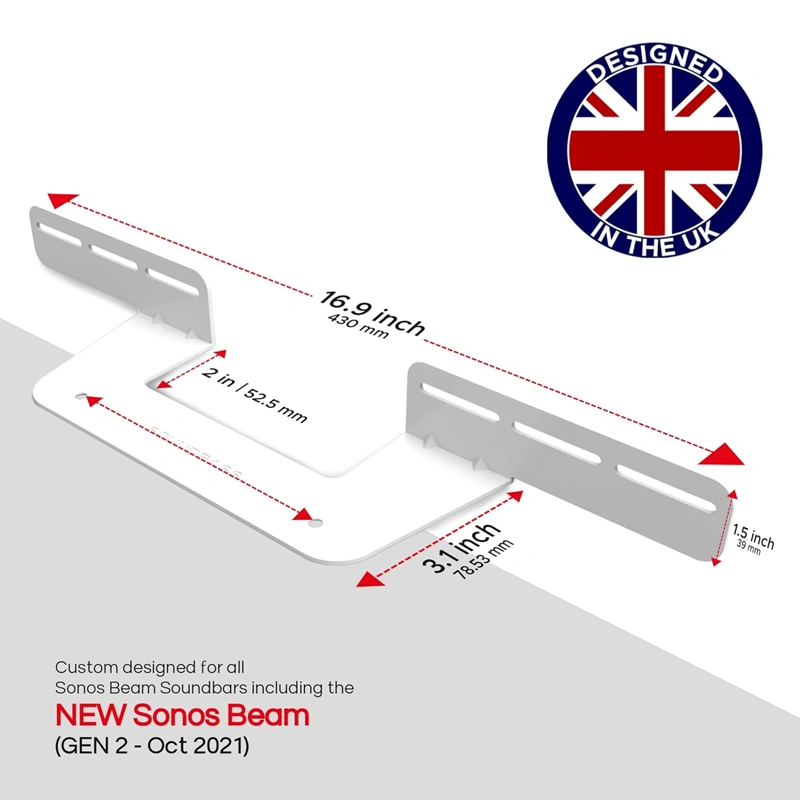 BEAM (Gen1/2) Soundbar Wall Mount Bracket White – Soundbass